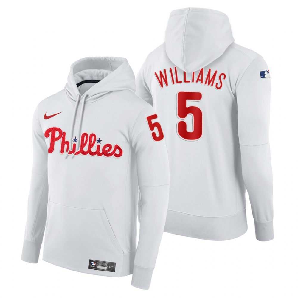 Men Philadelphia Phillies 5 Williams white home hoodie 2021 MLB Nike Jerseys